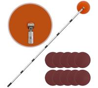 Ponceuse radiale pour cloisons sèches avec perche d'extension réglable de 240 cm pour murs et plafonds, + 10 feuilles abrasives (grain 80, 100, 120, 180, 240)