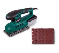 Ponceuse vibrante 240W - Patin de 90x187mm - Boîtier de récupération de poussière, fixation adhésive et à pinces, 12 feuilles incl.