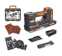 WORX Ponceuse Multifonction sans Fil 20V WX820, Outil 5 en 1, Vitesse Variable, Idéale pour le ponçage de finition, orbital et de détail, Livrée avec Batterie, Chargeur, 5 Bases et 15 Abrasifs