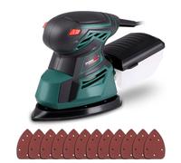 Ponceuses de Détail, POSENPRO 130W Ponceuse Electrique 13500 tr/min, Ponceuse Triangulaire avec Dépoussiéreur et 12 Abrasifs, Ponceuse Bois Parfaite pour les Bois et Acier