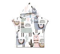 Poncho à Capuche Enfants, Chickw1 Alpaga Microfibre Serviette avec Capuche Cartoon Peignoir De Séchage Rapide Robe de bain Plage Poncho de Natation pour Garçons et Filles (blanc,60 * 80cm)