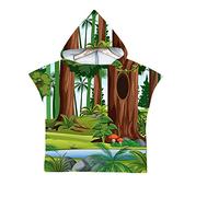 Poncho à Capuche Enfants, Chickwin Microfibre Serviette avec Capuche Cartoon Peignoir De Séchage Rapide Robe de bain Plage Poncho de natation pour garçons et filles (trou d'arbre,60x80cm)