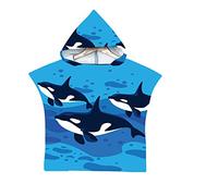 Poncho à Capuche Enfants, Chickwin Microfibre Serviette avec Capuche Cartoon Peignoir De Séchage Rapide Robe de bain Plage Poncho de natation pour garçons et filles (Orque,60x80cm)