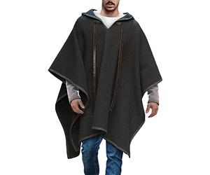 Poncho à capuche pour homme Clint Eastwood - Cape décontracté avec capuche - Poncho pour hommes - Ourlet irrégulier - Pull à capuche - Vêtement de maison confortable - Mode - Streetwear, R noir., 3XL