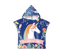 Poncho à Capuche Serviette pour Baignade, Odot Enfants Plage Natation Cartoon Peignoir De Séchage Rapide Garçon Fille Serviettes de Bain pour Piscine Beach Baignade (60x80cm,bleu marin)