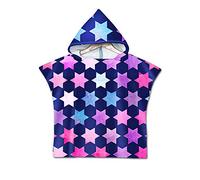 Poncho à Capuche Serviette pour Baignade, Treer Enfants Plage Natation Animal Impression Peignoir De Séchage Rapide Serviettes de Bain pour Garçon Fille Piscine Beach (60x60cm,étoile)