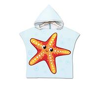 Poncho à Capuche Serviette pour Baignade, Treer Enfants Plage Natation Cartoon Peignoir De Séchage Rapide Serviettes de Bain pour Garçon Fille Piscine Beach Baignade (60x60cm,étoile de mer)