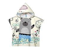 Poncho à Capuche Serviette pour Baignade, Treer Enfants Plage Natation Style Cartoons Peignoir De Séchage Rapide Serviettes de Bain pour Garçon Fille Piscine Beach (60x60cm,Ours gris)
