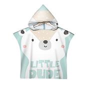 Poncho à Capuche Serviette pour Baignade, Treer Enfants Plage Natation Style de Dessins Animés Peignoir de Séchage Rapide Serviettes de Bain pour Garçon Fille Piscine Beach (Un ours mignon)