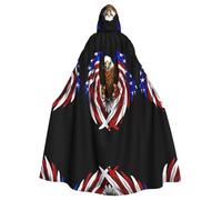 Poncho à capuche unisexe avec motif aigle patriotique des États-Unis pour cosplay, Halloween, fête costumée