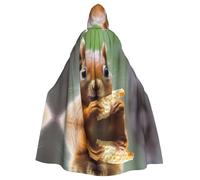 Poncho à capuche unisexe avec motif écureuil mangeant mignon pour cosplay, Halloween, fête costumée