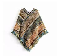 Poncho à franges pour femme - Col en V - Ample - Sans manches - Ourlet irrégulier - Pull décontracté - Capes enveloppantes - Hauts en tricot, vert gazon, Medium