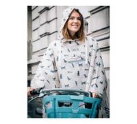 SMATI Poncho/cape de pluie avec capuche, bandes réfléchissantes devant et derrière mode femme tissu de qualité imperméable activité en plein air vélo moto randonnée MOTIF CHAT NOIR