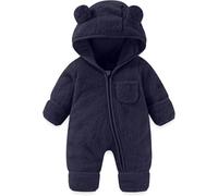 Poncho Bemini Bebe - Polaire pour Bébés Garçons et Filles avec Oreilles Combinaison Chaud en Petit Ours avec Fermeture Éclair Manteau pour Nourrissons de 0 à 24 Mois,Bleu