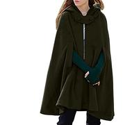 Poncho-cape D'hiver For Femme, Doux Au Toucher, Coupe Décontractée Et Col Montant Idéal For La Marche Ou Les Trajets Quotidiens(Green,M)