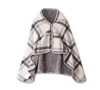 Poncho Châle Femme Écharpe Cape Épaissie Elégant Chaud Hiver Chaud Ouverture Plaid Imprimé Pull Manteau Poncho Poncho Plaid Polaire Carreaux Cadeau de Noël avec Boutons Unisex 135*80cm (A, One Size)