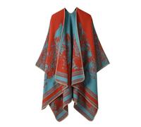 Poncho Châle Rétro Ouvert Femme - Plaid Imprimé Tricot Pull Manteau Gilet Large Long Pancho Tartan Style Capuche Chaud Grand Polaire Cape Veste Foulard Ponchos Echarpe Automne Hiver Ethnique