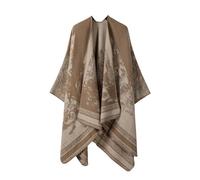 Poncho Châle Rétro Ouvert Femme - Plaid Imprimé Tricot Pull Manteau Gilet Large Long Pancho Tartan Style Capuche Chaud Grand Polaire Cape Veste Foulard Ponchos Echarpe Automne Hiver Ethnique