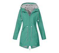Poncho Ciré Marin Petit Imperméable Anti-Pluie Veste D'Intérieur Femme Travail Haut Court Matelassée Survêtements Doublé Transparent Grande Taille Femme Cyan L
