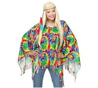 Poncho - Coloré - Adulte - Psychédélique - Tour de tête inclus - Franges