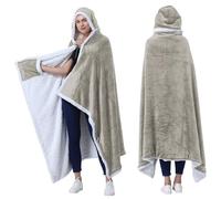Poncho Couverture à Capuche | Couverture câline Portable avec Poches | Cape Confortable en Molleton Sherpa pour Enfants et Adultes