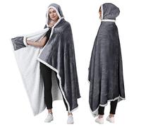Poncho Couverture à Capuche | Couverture câline Portable avec Poches | Cape Confortable en Molleton Sherpa pour Enfants et Adultes