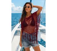 Poncho cover up marron épaules dénudées Brun M