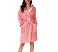 Poncho de bain à manches longues pour femme avec capuche peignoir en tissu éponge court peignoir de maison en flanelle grande taille robe de chambre ample avec ceinture peignoir de sauna hiver chaud