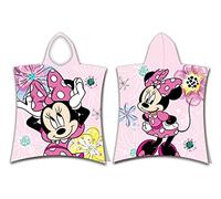 Poncho de bain Disney Pink Bow Minnie Mouse en robe rose avec capuche pour enfant 50 x 115 cm 100% coton
