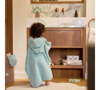 Jollein Poncho de bain pour enfant et bébé - 100% coton éponge - Avec capuche - Doux et absorbant - 75 x 75 cm - Hippo Happy Misty Green