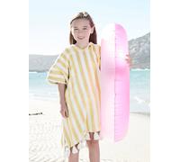 Poncho de bain enfant à rayures personnalisable rayé jaune 4/6A