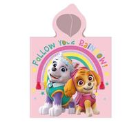 Poncho de bain enfant avec capuche Nickelodeon Paw Patrol Skye Chase Everest Rubble Marshall Pawsome Pups rose 55 x 110 cm, 100 %