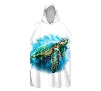 Poncho de Bain Enfant Microfibre, Morbuy Imprimé Tortue Serviettes de Bain Séchage Rapide Peignoir Natation Serviette de Plage à Capuche pour Filles Garçons Adulte (Turquoise,75x110cm)