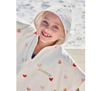 Poncho de bain enfant personnalisable COEURS, avec coton recyclé blanc imprimé 4/6A