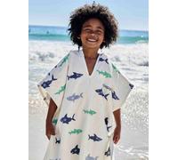 VERTBAUDET Poncho de bain enfant REQUINS avec coton recyclé blanc imprimé 8/10A