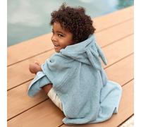 Jollein Poncho de bain Terry 1 à 4 ans – 100% coton éponge, vert mer, capuche et oreilles, Oeko-Tex