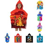 Poncho de bain pour enfant avec capuche, 55 x 110 cm, différents motifs : roi des lions, PJ Masks, Batman, Minnie Mouse, Cars, LOL Surprise, Top Wings, Sam, poncho (roi des lions)