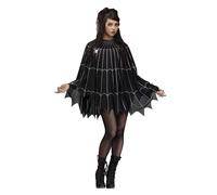 Poncho De Costume D'Adulte En Toile D'Araignée, Noir/Argent