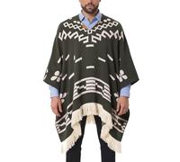 Poncho De Cowboy Occidental, Châle De Style Ethnique, Pull Chaud En Jacquard, Décoration D'extérieur, Costume De Poncho De Cowboy, Cape De Pull(Green)
