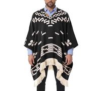 Poncho De Cowboy Occidental, Châle De Style Ethnique, Pull Chaud En Jacquard, Décoration D'extérieur, Costume De Poncho De Cowboy, Cape De Pull(Black)