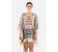 Poncho de plage crochet multicolore à capuche