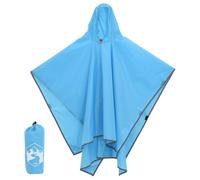 Poncho de pluie avec capuche - Design 2 en 1 - Bleu - 223 x 145 cm - Imperméable - Pliable - Compact - Avec sac de transport - Polyvalent comme couverture de pique-nique - Bâche de camping