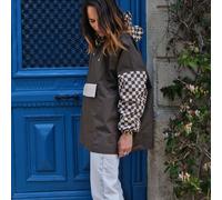Poncho de pluie court Poule Party adulte Damier Kaki ( Damiers Kaki / Unique )