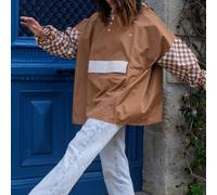 Poncho de pluie court Poule Party adulte Damier Marron ( Damiers marron / Unique )