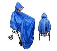 Poncho de pluie imperméable à bande réfléchissante, for mobilité en fauteuil roulant, vieux Scooter, grande Cape coupe-vent avec capuche Pour Scooters et Fauteuils Roulants(Blue)