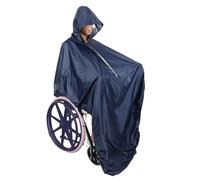 Poncho de pluie imperméable for fauteuil roulant, bande réfléchissante, grand avec capuche for personnes handicapées, manteau d'extérieur(Dark Blue)
