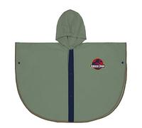 Poncho de Pluie Imperméable Jurassic Park pour Enfant - Taille 3/4 ans - Vert avec Capuche et Bords Noires - en PVC avec Fermeture à Boutons - Produit Original Conçu en Espagne