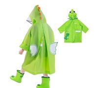 Poncho de Pluie pour Enfants Capuche ImperméAble EVA Léger Manteaux Imperméables Mignon Dessin Animé Cape de Pluie pour Garçons Filles 2-10 Ans Dinosaure Vert 8-10 Ans