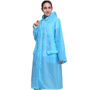 Poncho de pluie pour femme et homme - Cape de pluie transparente réutilisable - Léger - Pliable - Imperméable à capuche - Respirant - Imperméable - Imperméable - Pour vélo, randonnée, bleu, XL