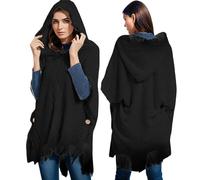 Poncho décontracté à capuche pour femme, grande taille, cape à capuche bohème à franges avec glands pour femme, grande couleur unie, pulls tricotés pour femmes, ponchos chauds tricotés avec capuche,